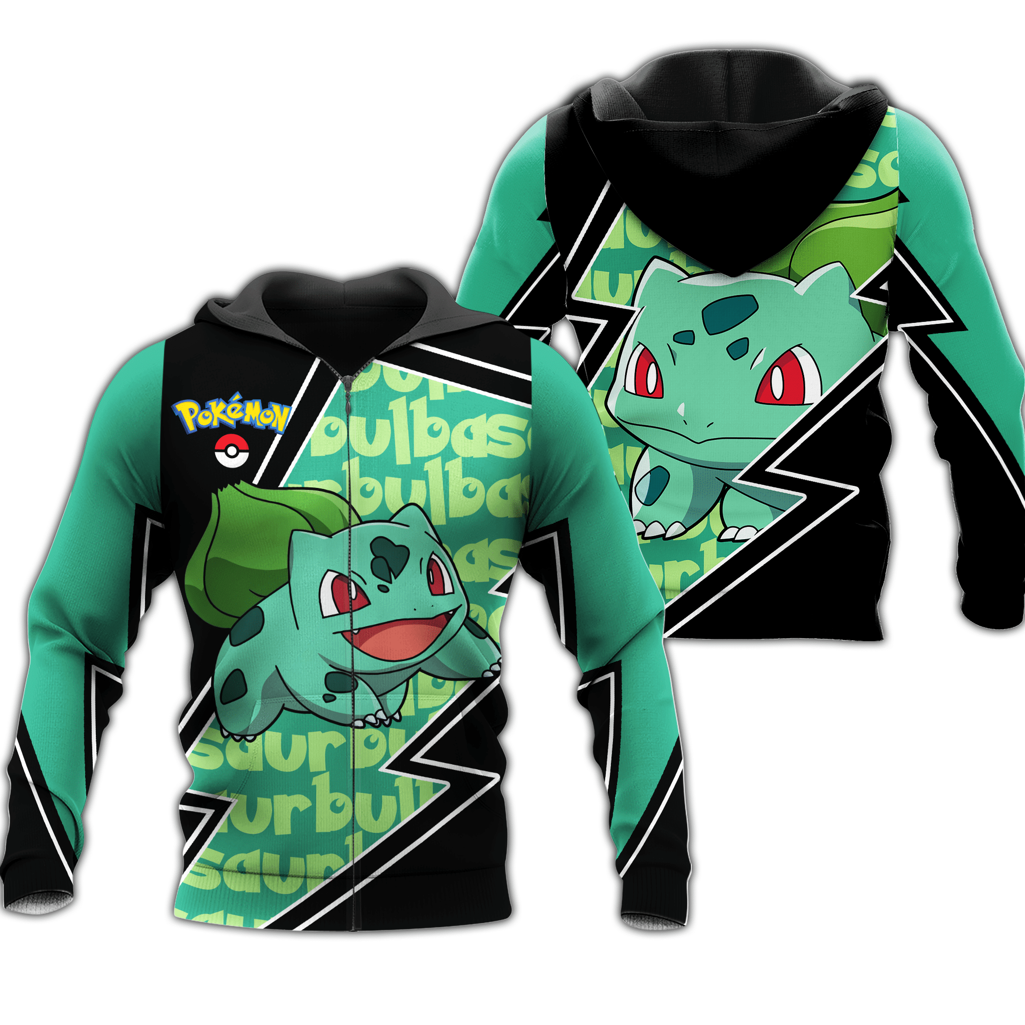 Bulbasaur Zip Hoodie Costume Pokemon Shirt Fan Gift Idea