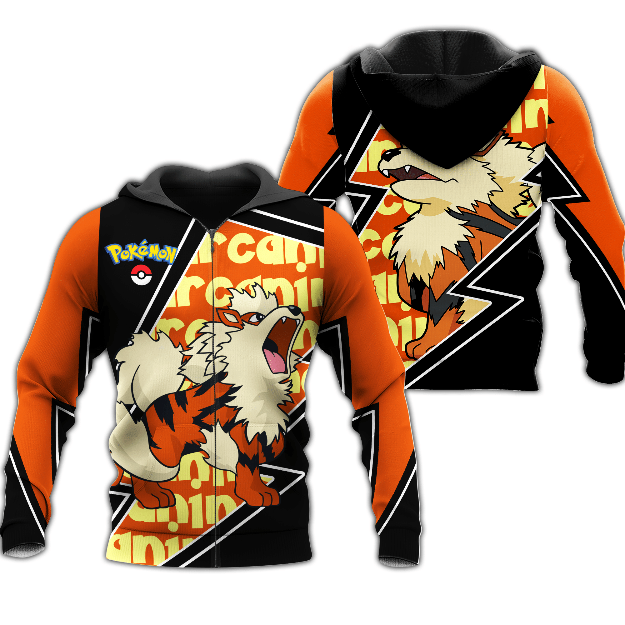 Arcanine Zip Hoodie Costume Pokemon Shirt Fan Gift Idea