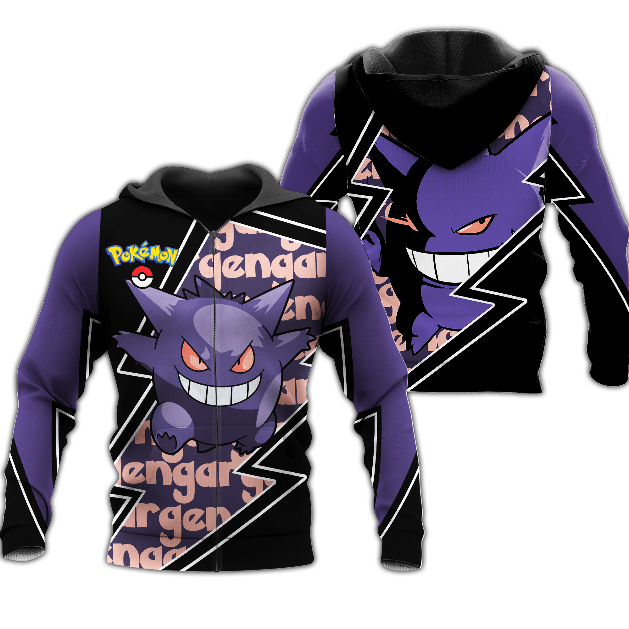 Gengar Zip Hoodie Costume Pokemon Shirt Fan Gift Idea