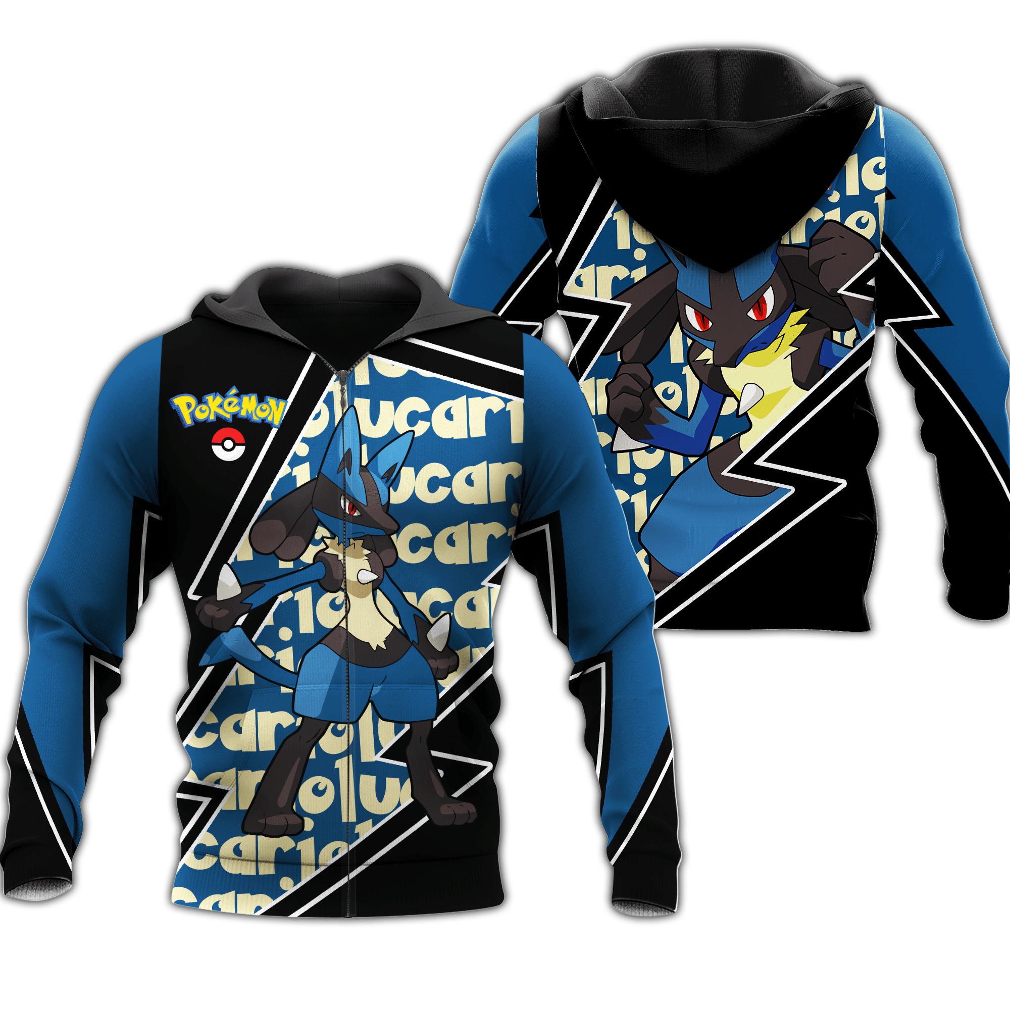 Lucario Zip Hoodie Costume Pokemon Shirt Fan Gift Idea