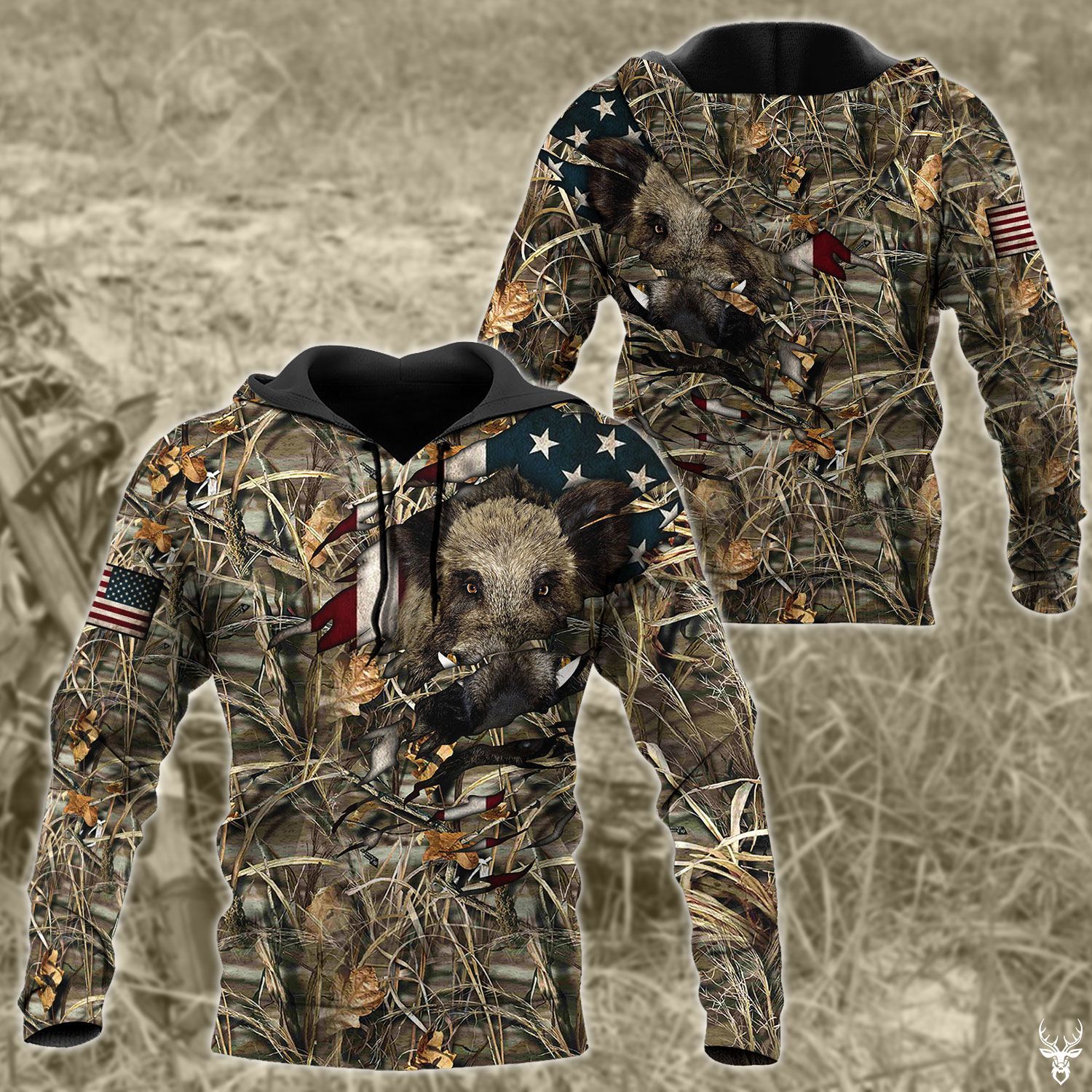 Boar Hunting Flag HOODIE QQ TDT152008F03KL