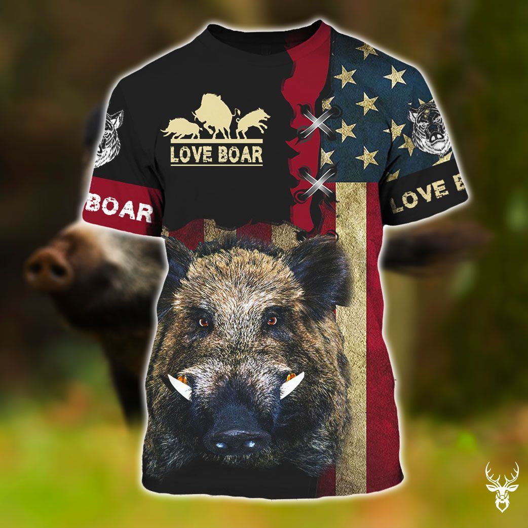 BOAR HUNTING FLAG 3D HOODIE QQ TDT182008H96BL