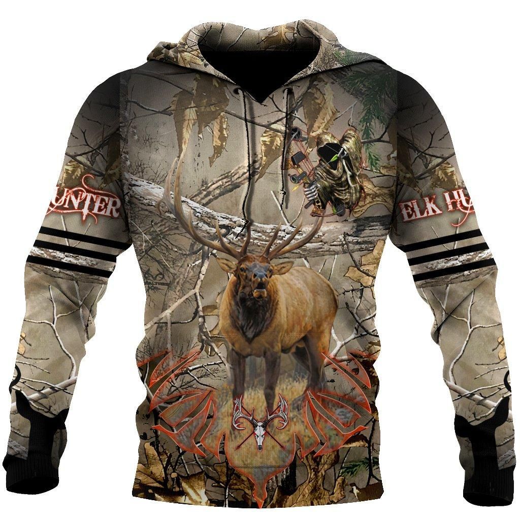 ELK HUNTING SKULL 3D HOODIE QQ TDT102008A22HE