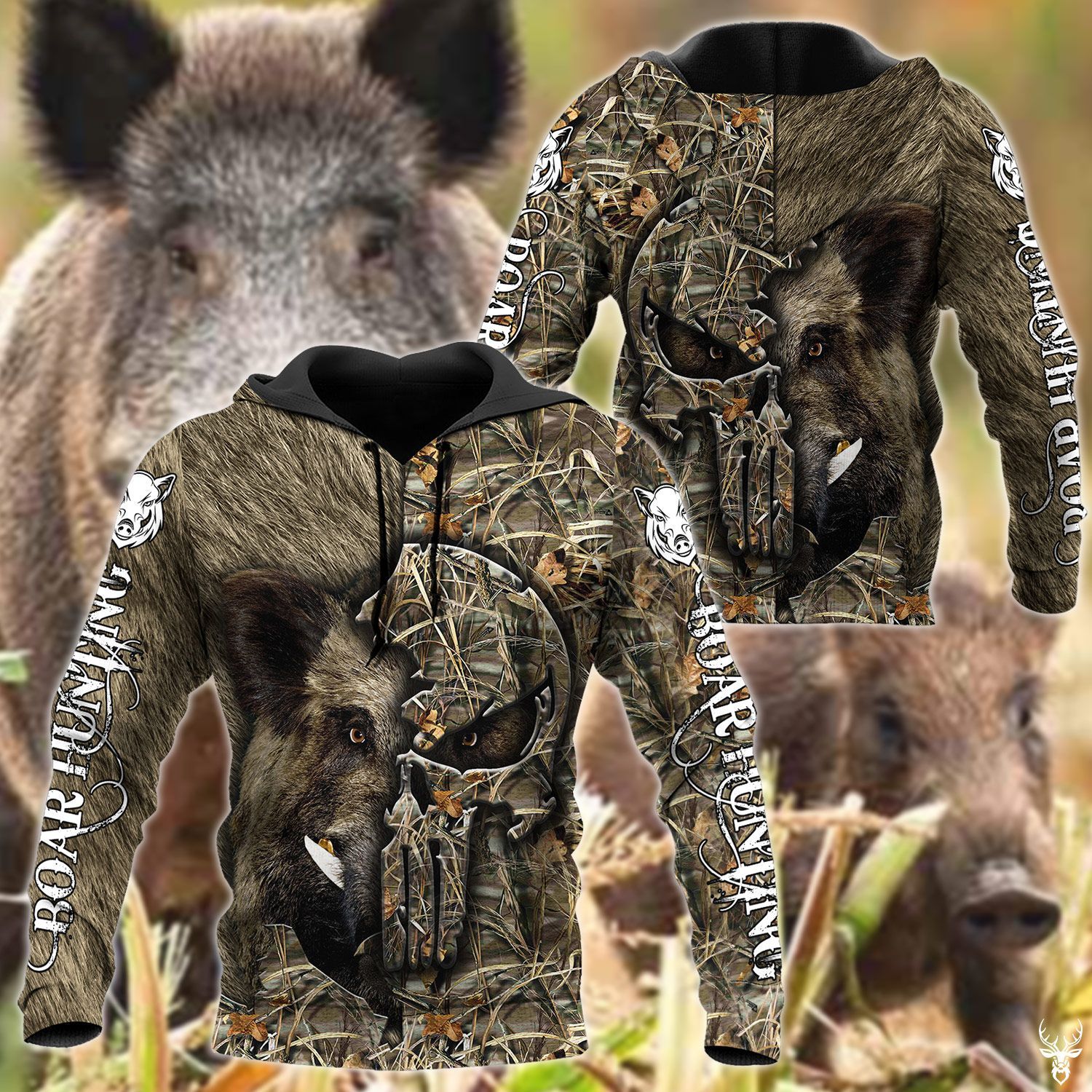 BOAR HUNTING SKULL HOODIE QQ TDT182008F04BN