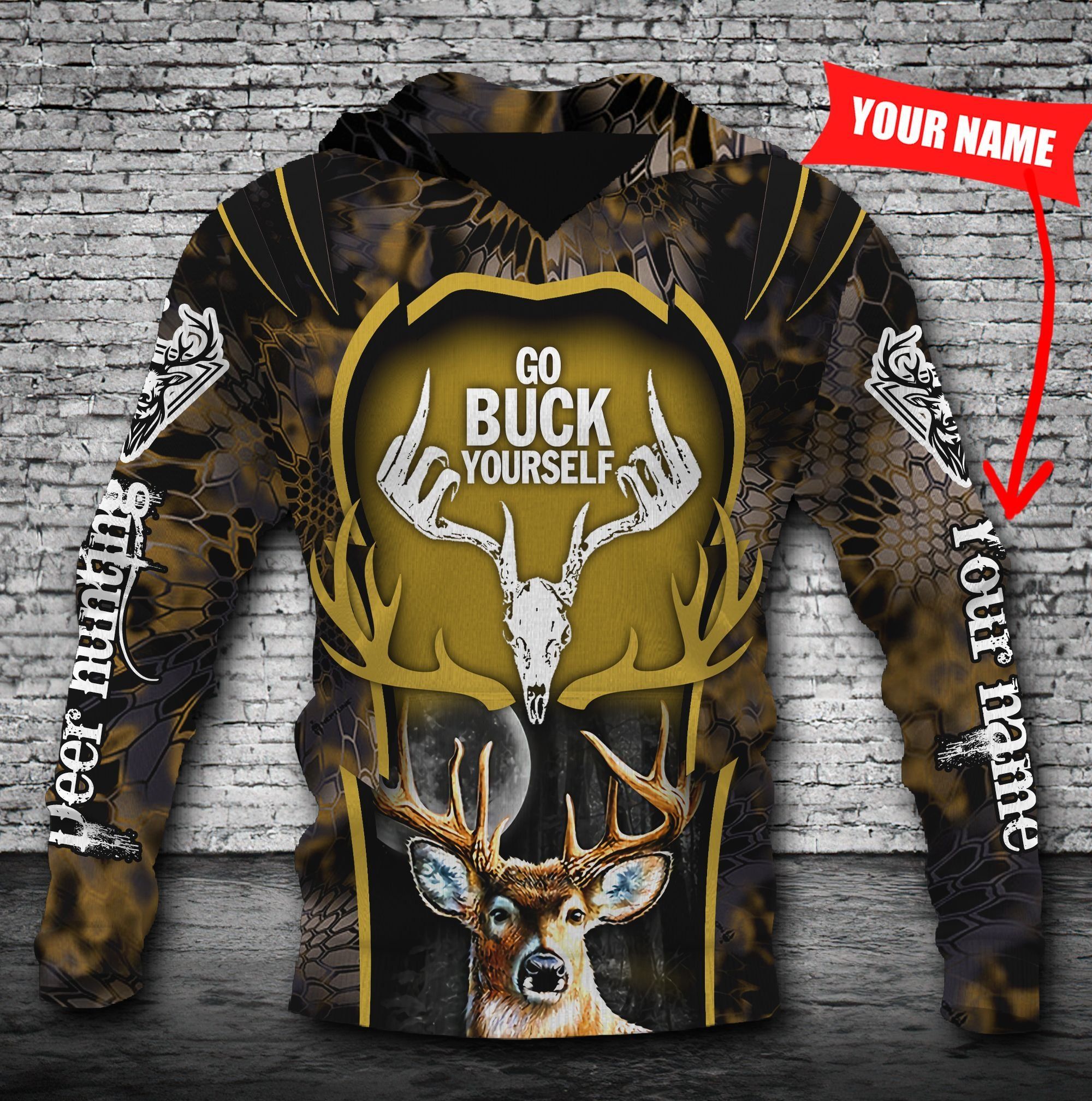 DEER HUNTING CUSTOM NAME HOODIE QQ TDT082009A33TW