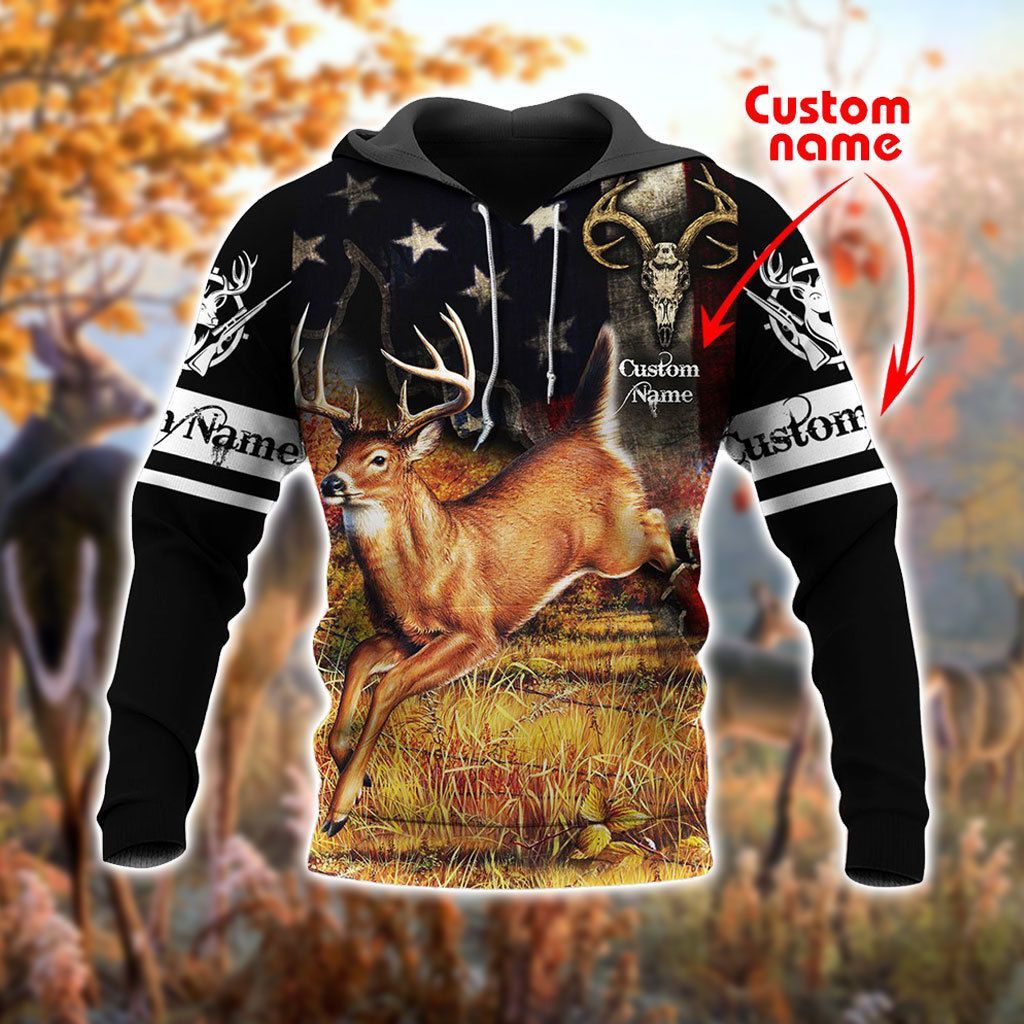 DEER HUNTING 3D CUSTOM NAME HOODIE PP TDT082009A17TD