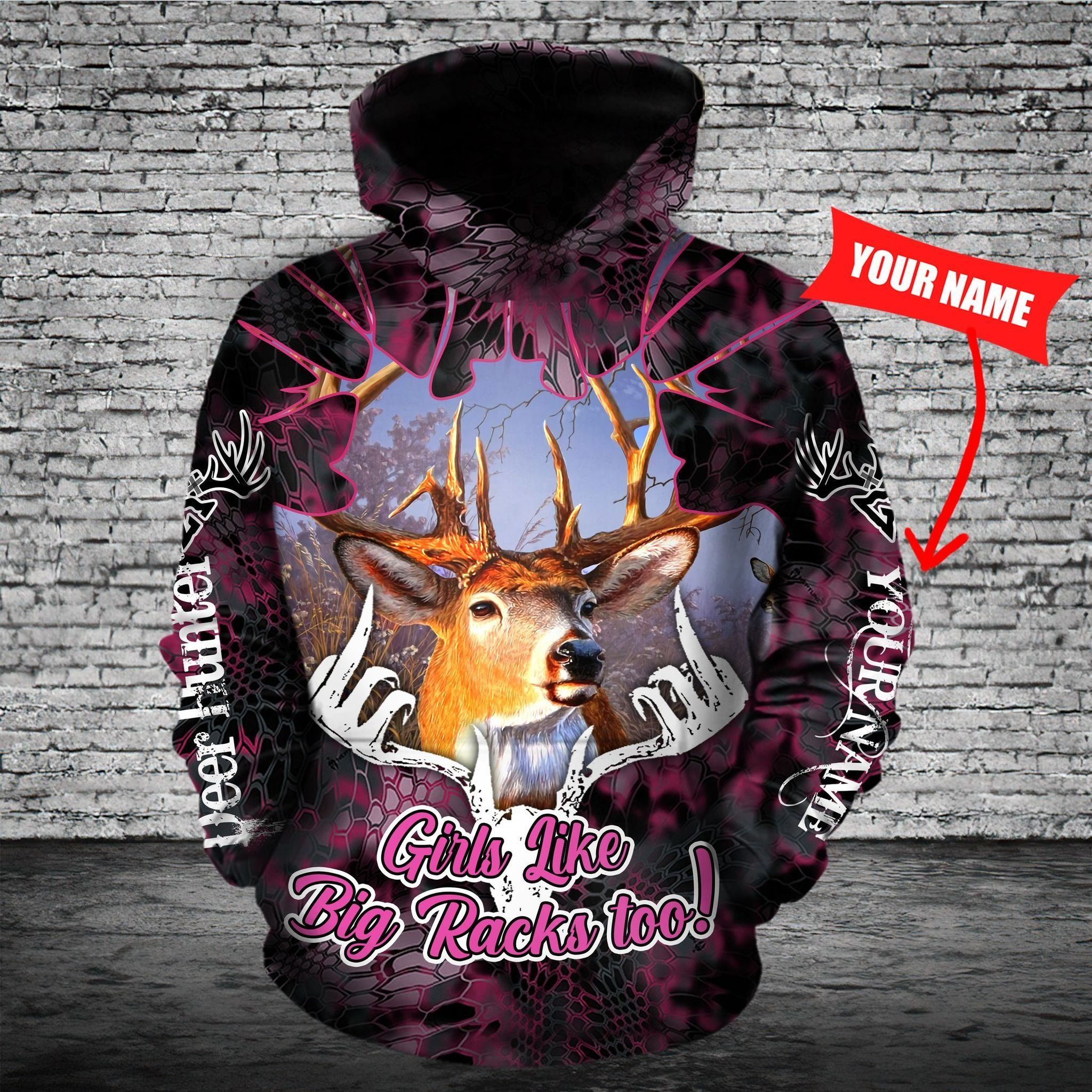 DEER HUNTING CUSTOM NAME HOODIE QQ TDT082009A38TS