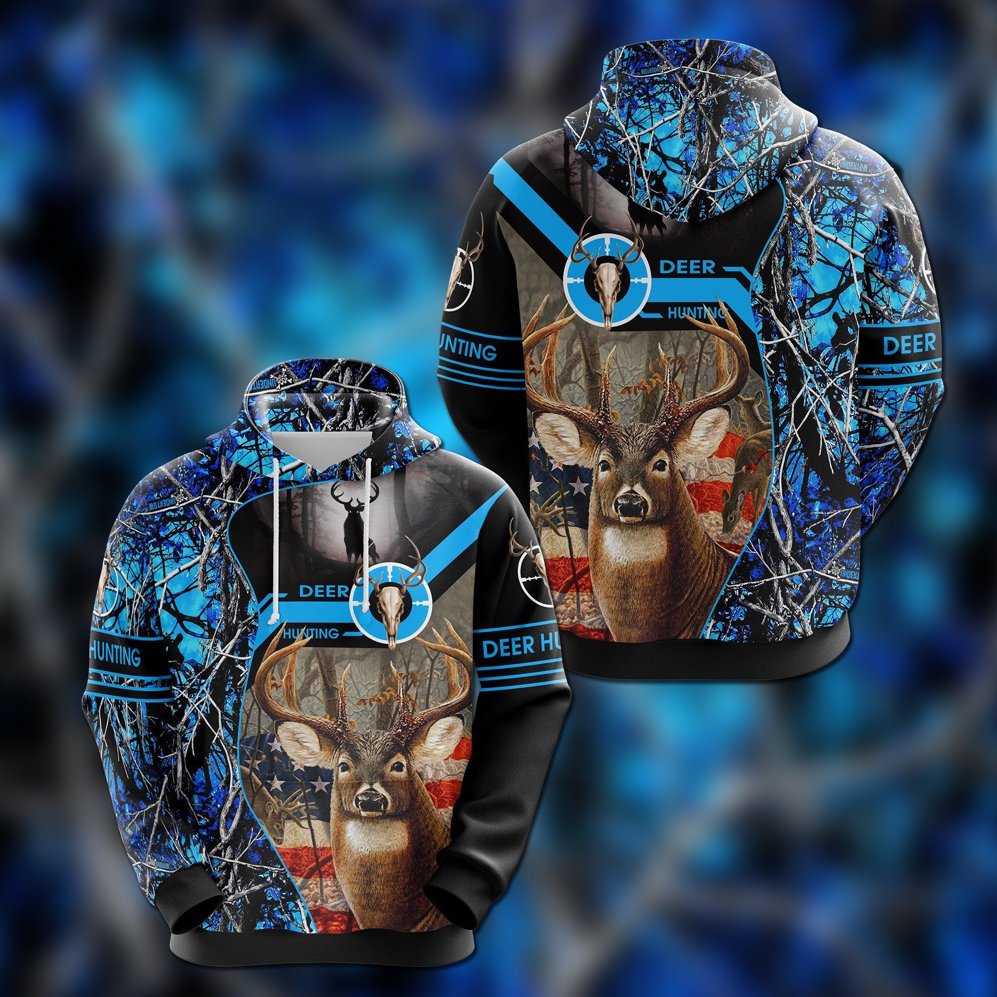 DEER HUNTING BLUE HOODIE QQ TDT042009A27SI