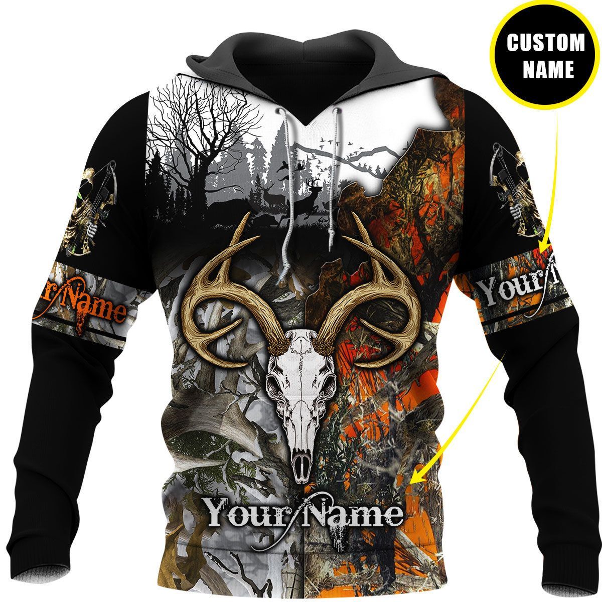 DEER HUNTING PP CUSTOM NAME HOODIE | TDT142009A05HC