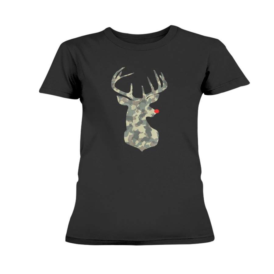 Christmas Rudolf Reindeer Red Nose camo hunting T-Shirt