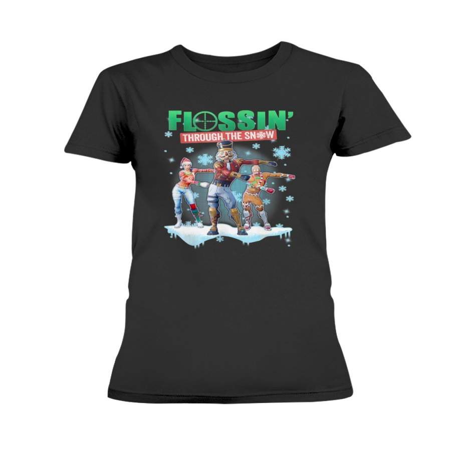 Flossing-Through-The-Snow-Fortnite-Tshirt-Christmas-Gift T-Shirt