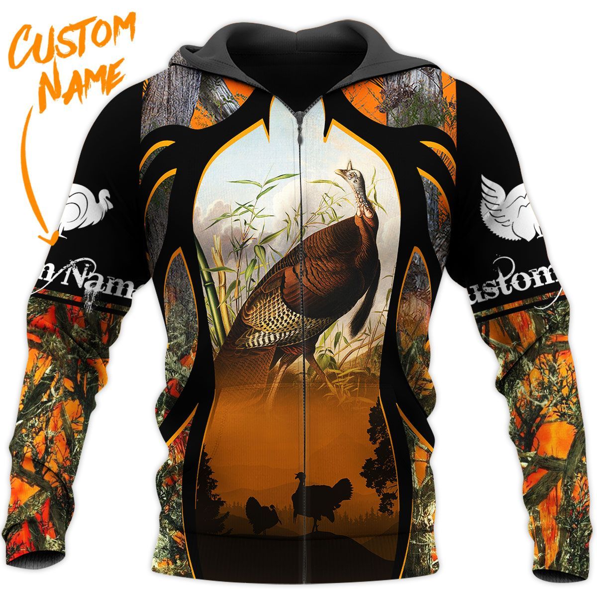 TDT212009A32QQ TURKEY HUNTING 4 CUSTOM NAME HOODIE QQ