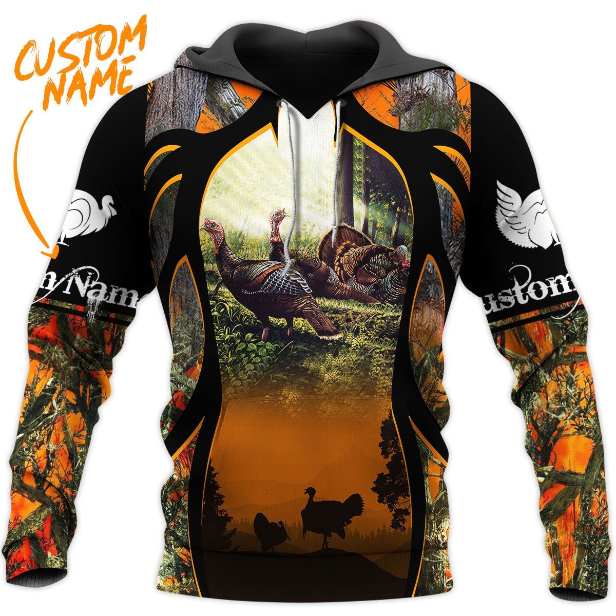 TDT212009A32QQ TURKEY HUNTING 2 CUSTOM NAME HOODIE QQ