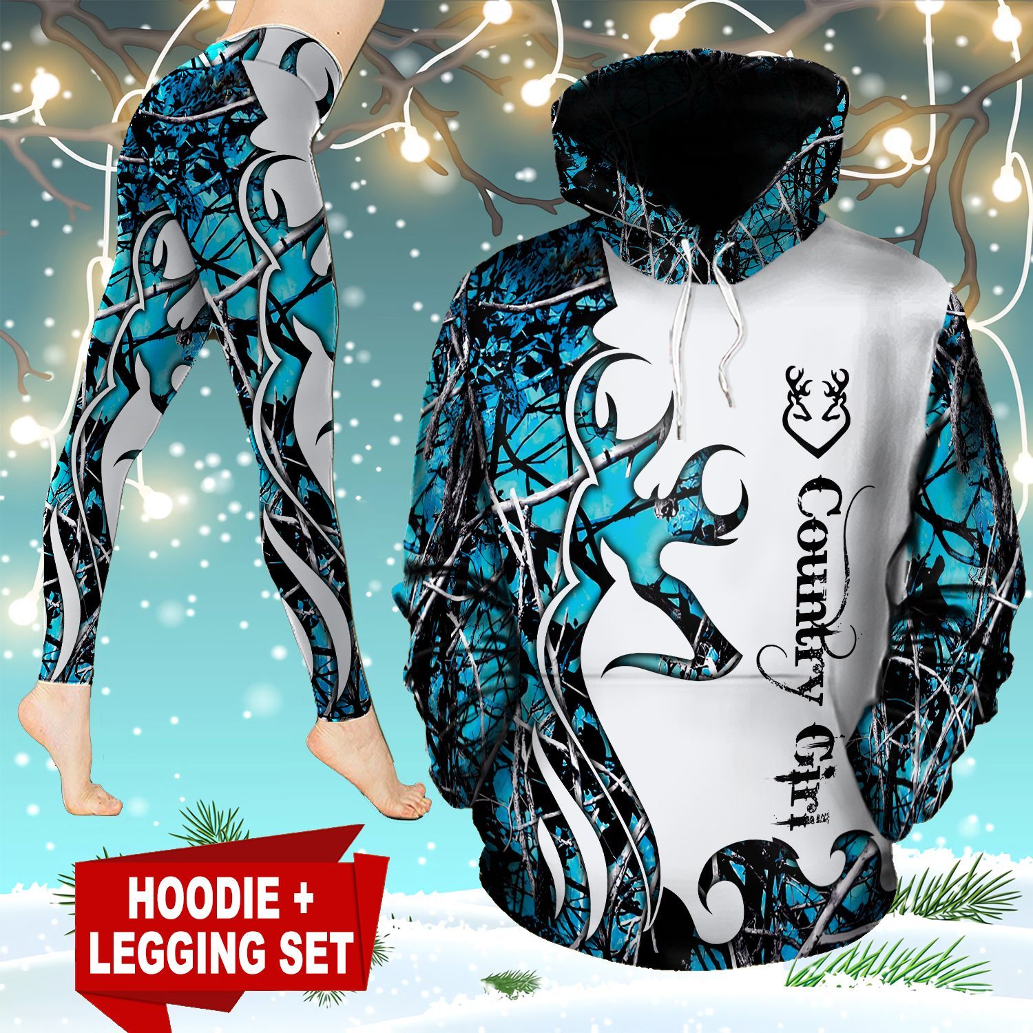 Deer Hunting Country Girl TC191104HD Legging And Hoodie Ultra Soft and Warm