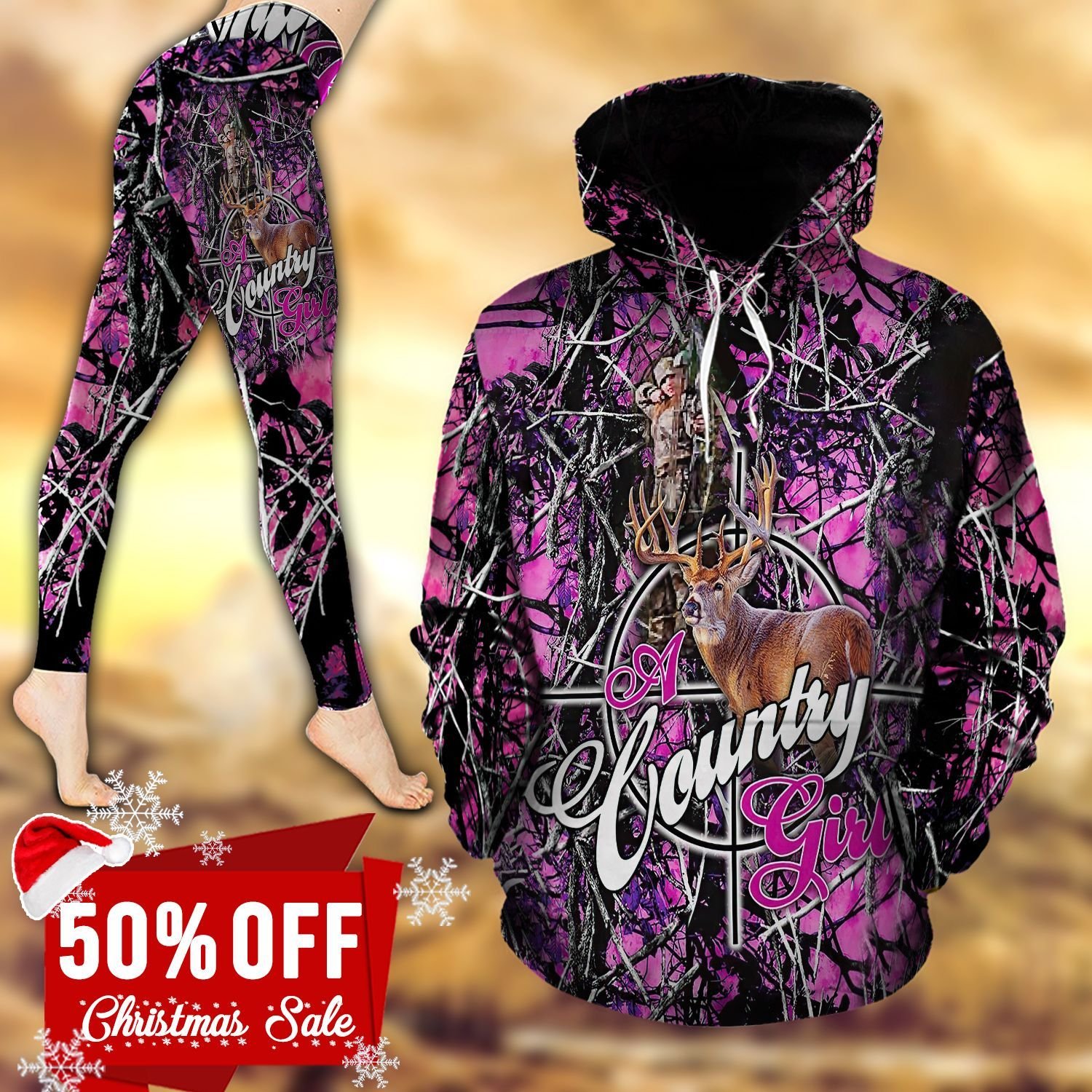 Deer Hunting Country Girl TC211102HD Legging And Hoodie Ultra Soft and Warm