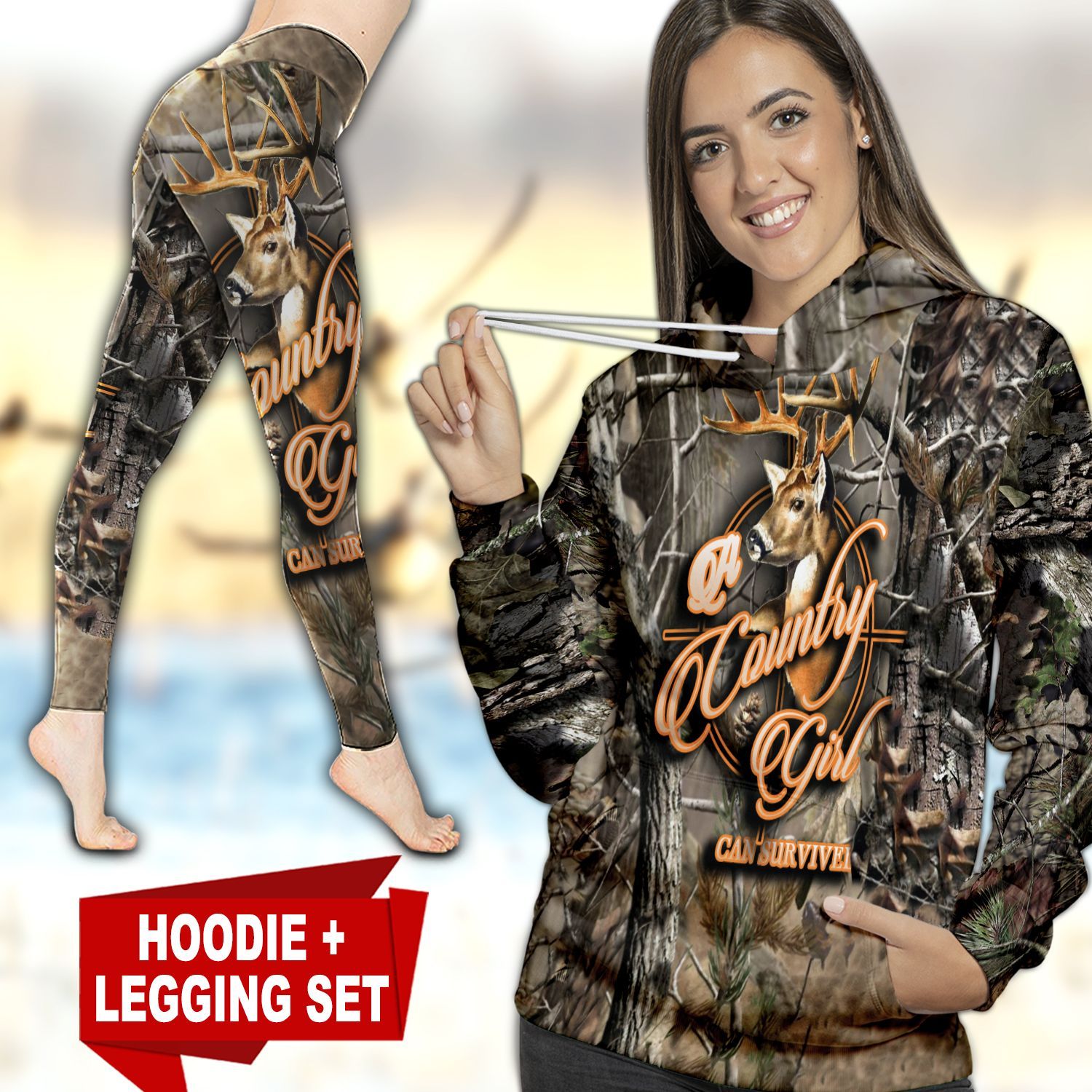 Deer Hunting Country Girl TC091125HD Legging And Hoodie Ultra Soft and Warm