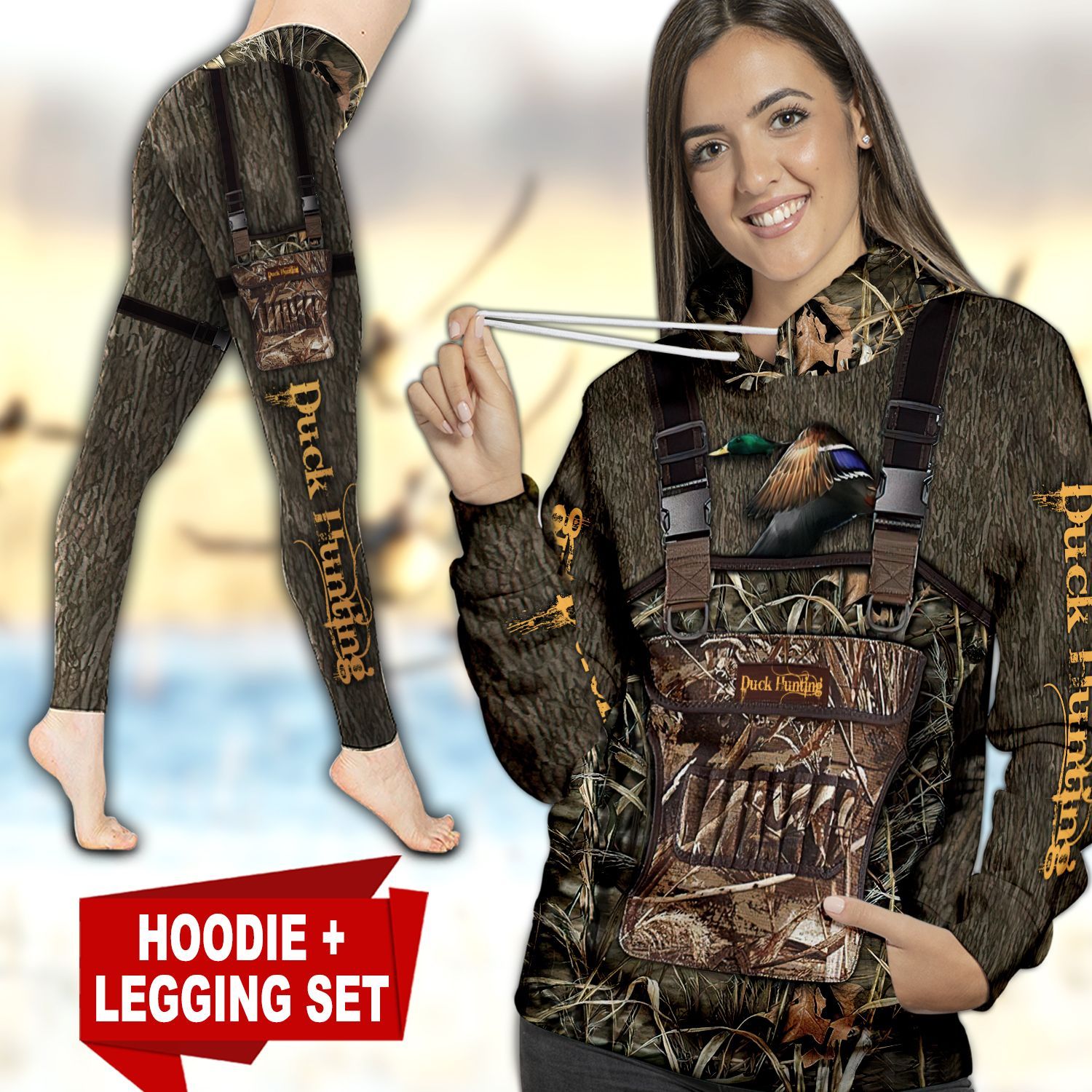 Duck Hunting Country Girl TC091129HD Legging And Hoodie Ultra Soft and Warm