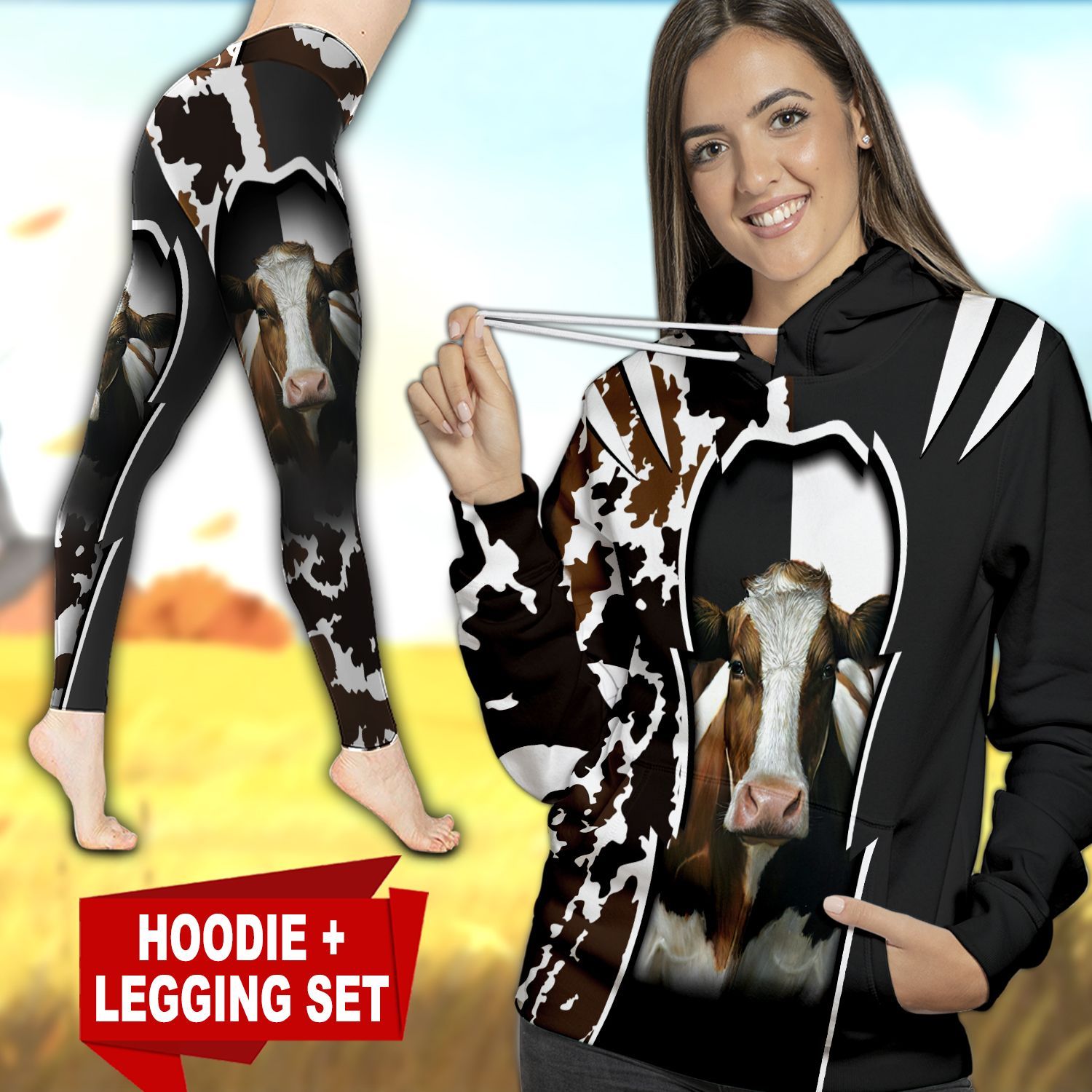 Cows Hunting Country Girl TC091124HD Legging And Hoodie Ultra Soft and Warm