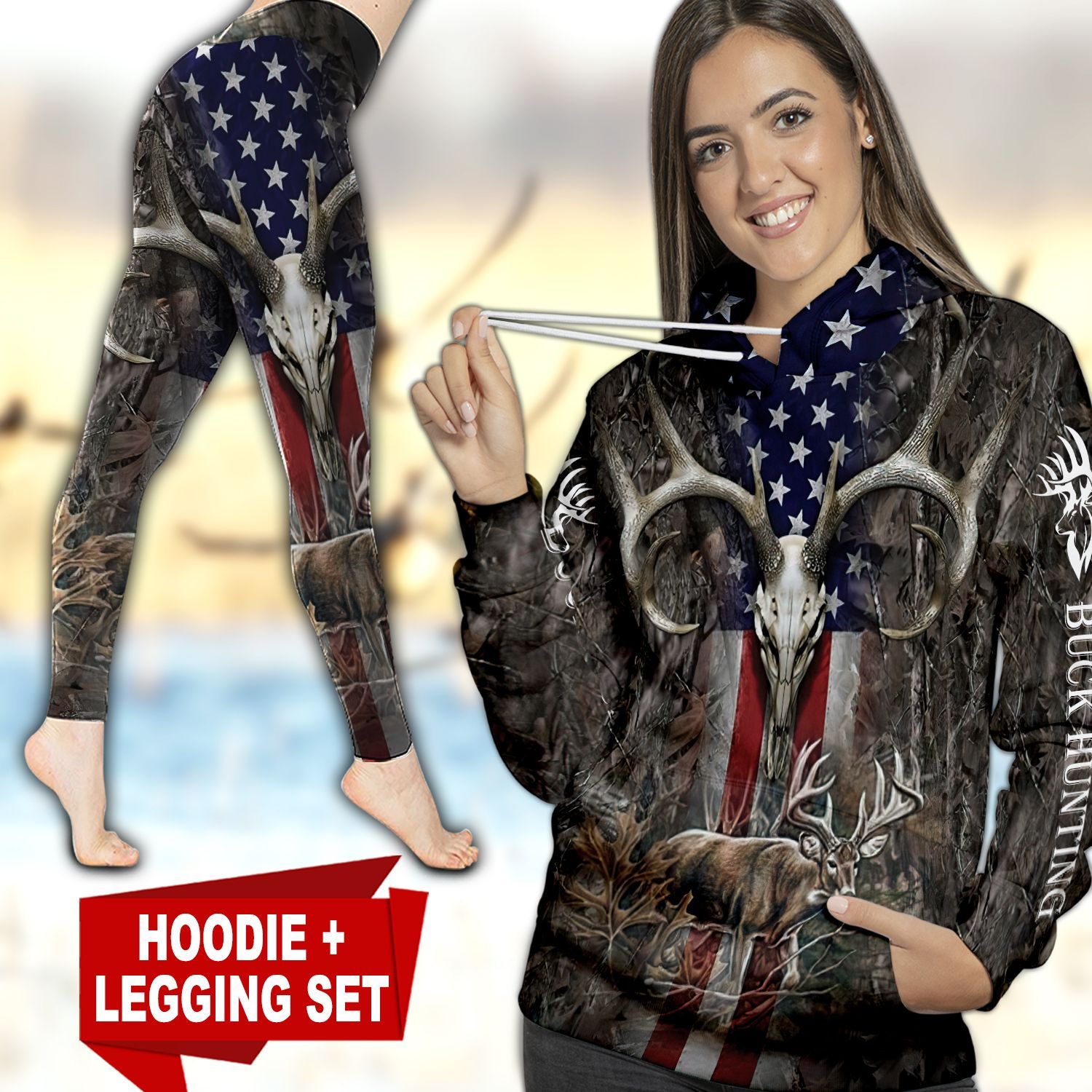 Buck Hunting Country Girl TC091122HD Legging And Hoodie Ultra Soft and Warm