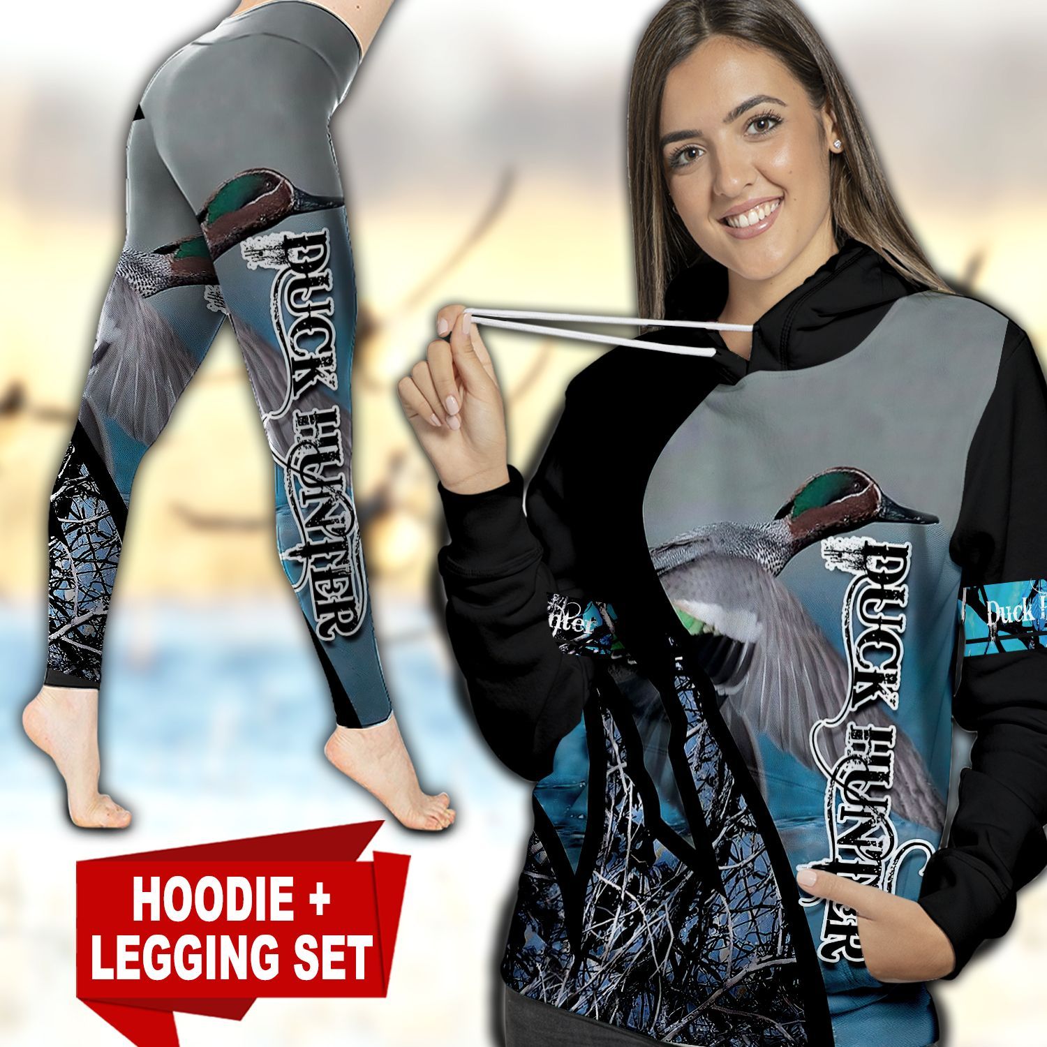 Duck Hunting Country Girl TC091130HD Legging And Hoodie Ultra Soft and Warm