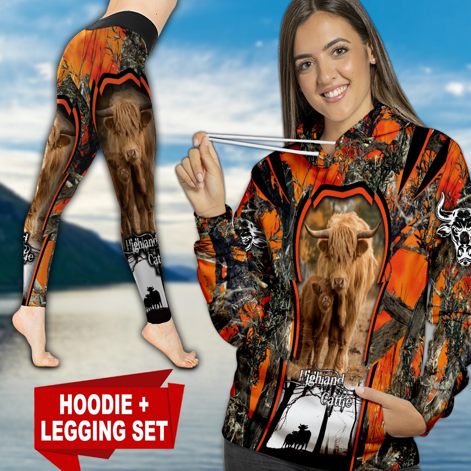 Highland Cattle Hunting Country Girl TC091131HD Legging And Hoodie Ultra Soft and Warm