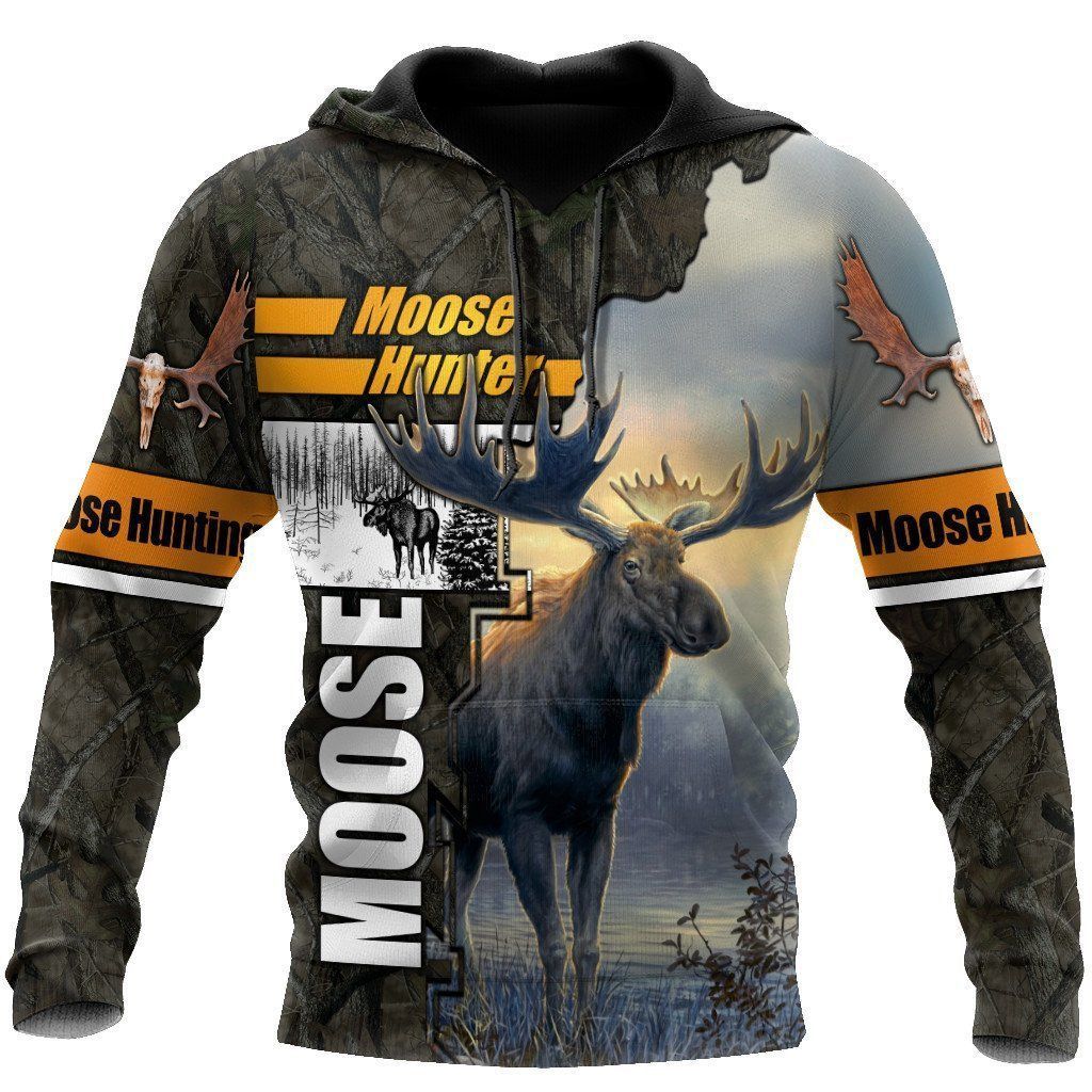 Moose Hunting Camouflage Awesome 3D Printed Sublimation Hoodie Hooded Sweatshirt Comfy Soft And Warm For Men Women S to 5XL CTC1301299