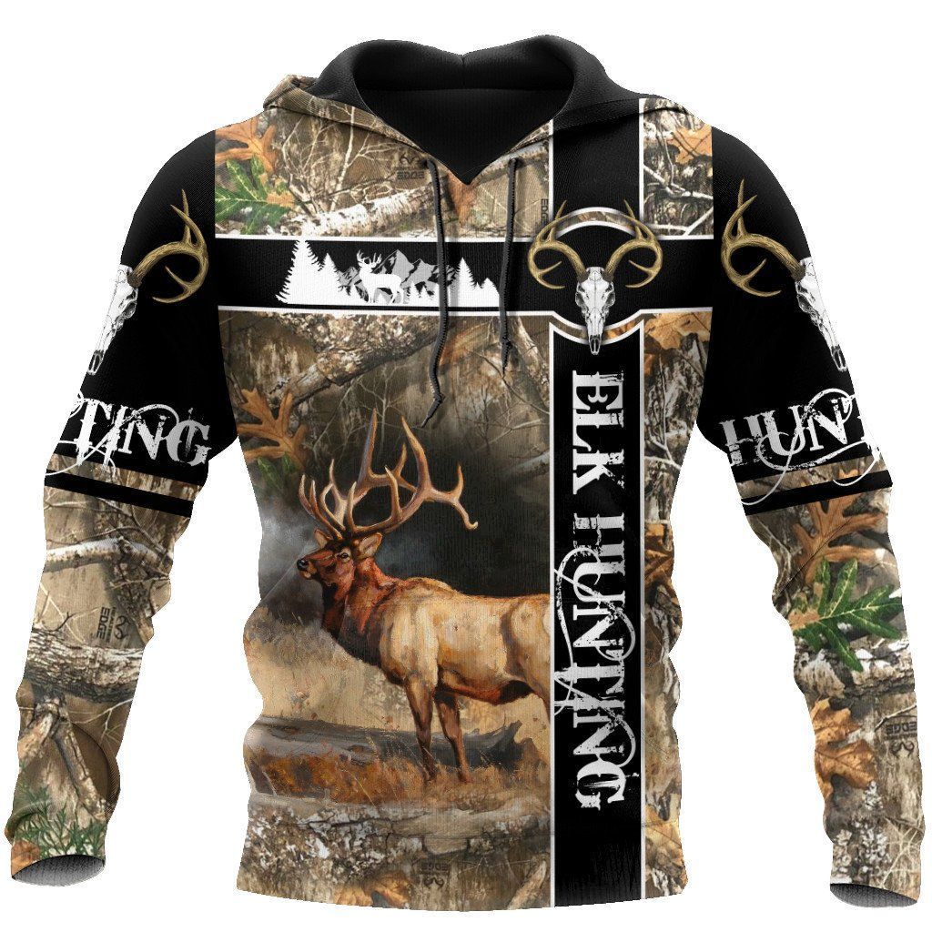 Elk Hunting Camouflage Cool 3D Printed Sublimation Hoodie Hooded Sweatshirt Comfy Soft And Warm For Men Women S to 5XL CTC1301490