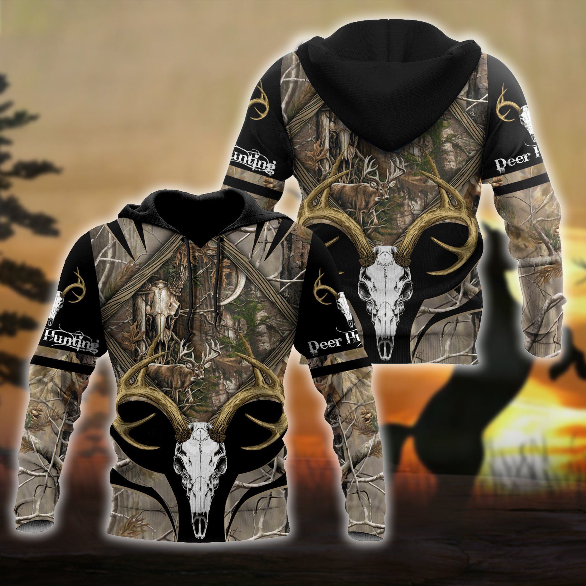 Deer Hunting Camouflage Cool Design 3D Printed Sublimation Hoodie Hooded Sweatshirt Comfy Soft And Warm For Men Women S to 5XL CTC1501574