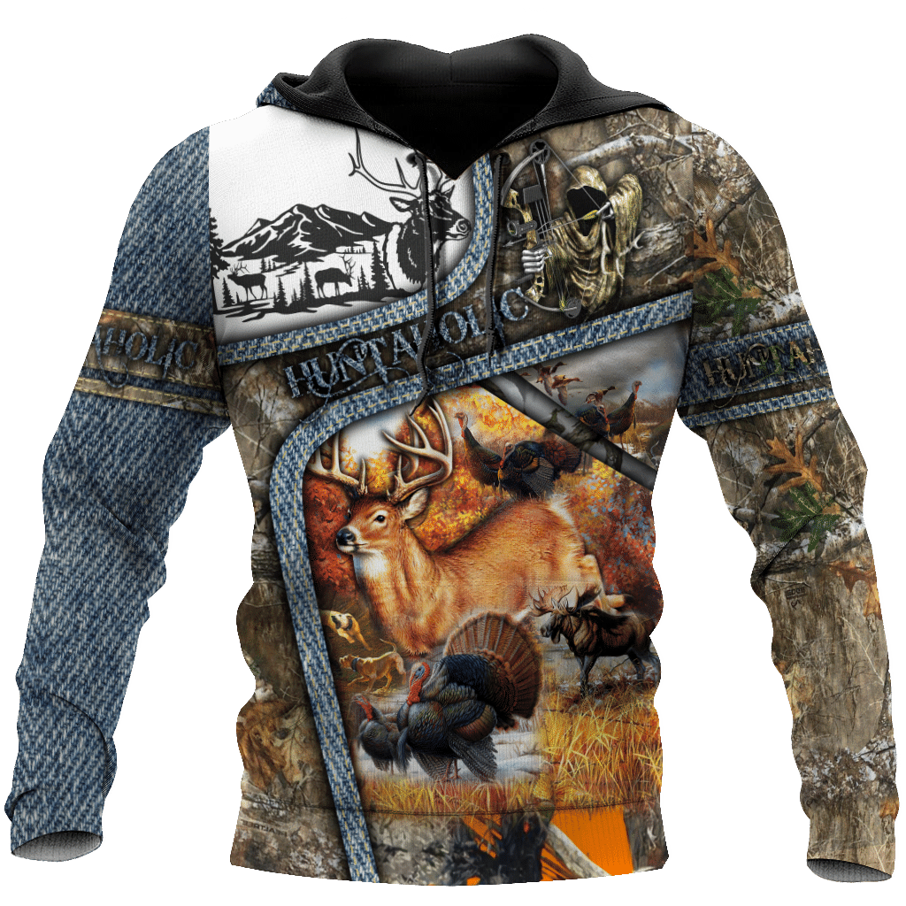 Hunting Huntaholic Camouflage Cool 3D Printed Sublimation Hoodie Hooded Sweatshirt Comfy Soft And Warm For Men Women S to 5XL CTC1301421