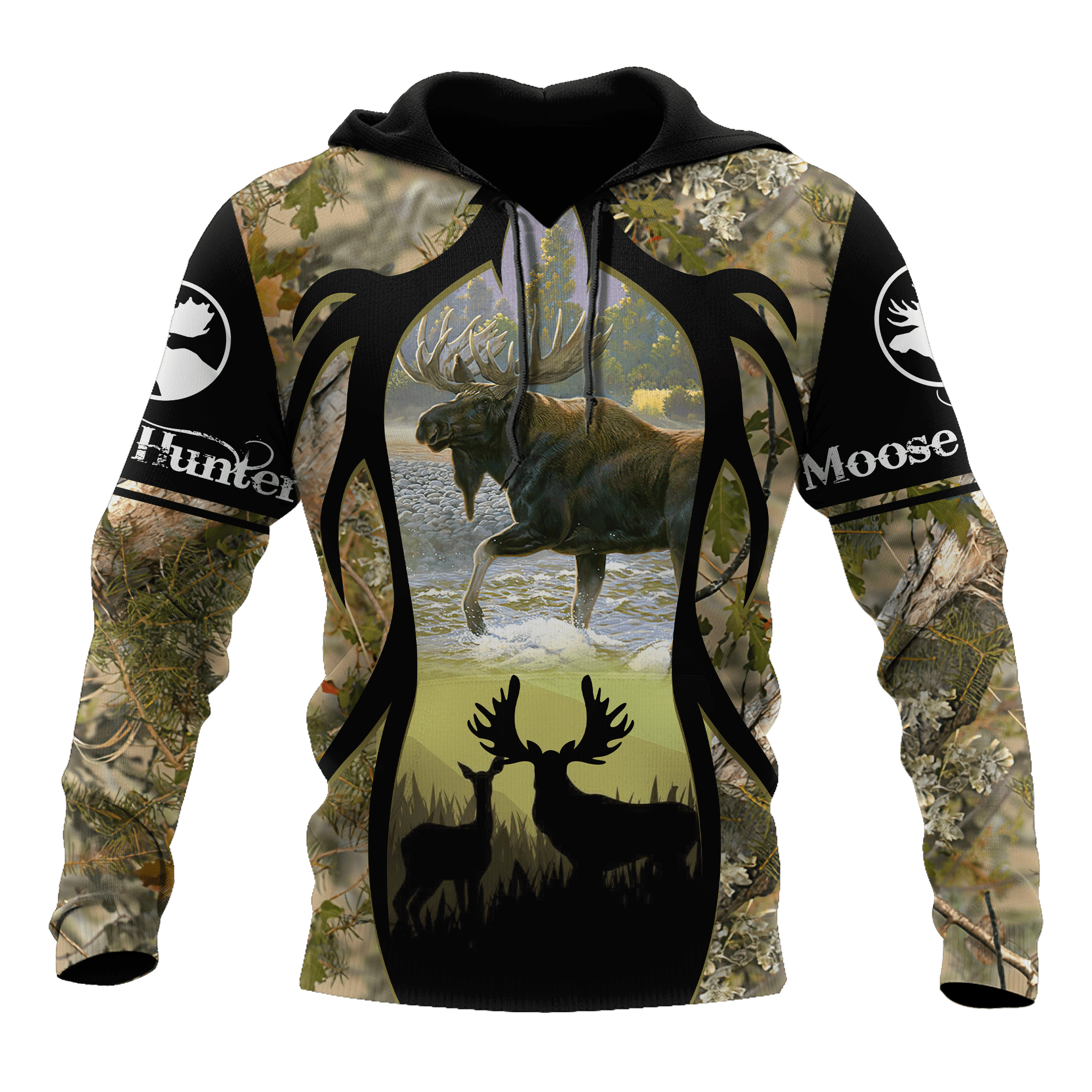 Moose Hunting Camouflage Youth 3D Printed Sublimation Hoodie Hooded Sweatshirt Comfy Soft And Warm For Men Women S to 5XL CTC1301291