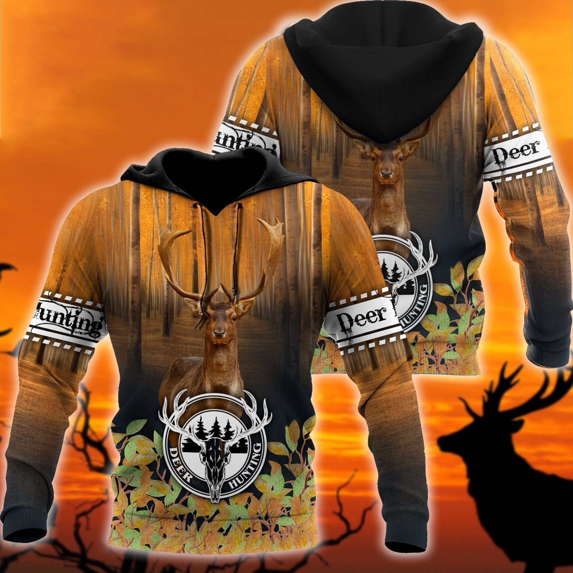 Deer Hunting Orange Cool 3D Printed Sublimation Hoodie Hooded Sweatshirt Comfy Soft And Warm For Men Women S to 5XL CTC1501568