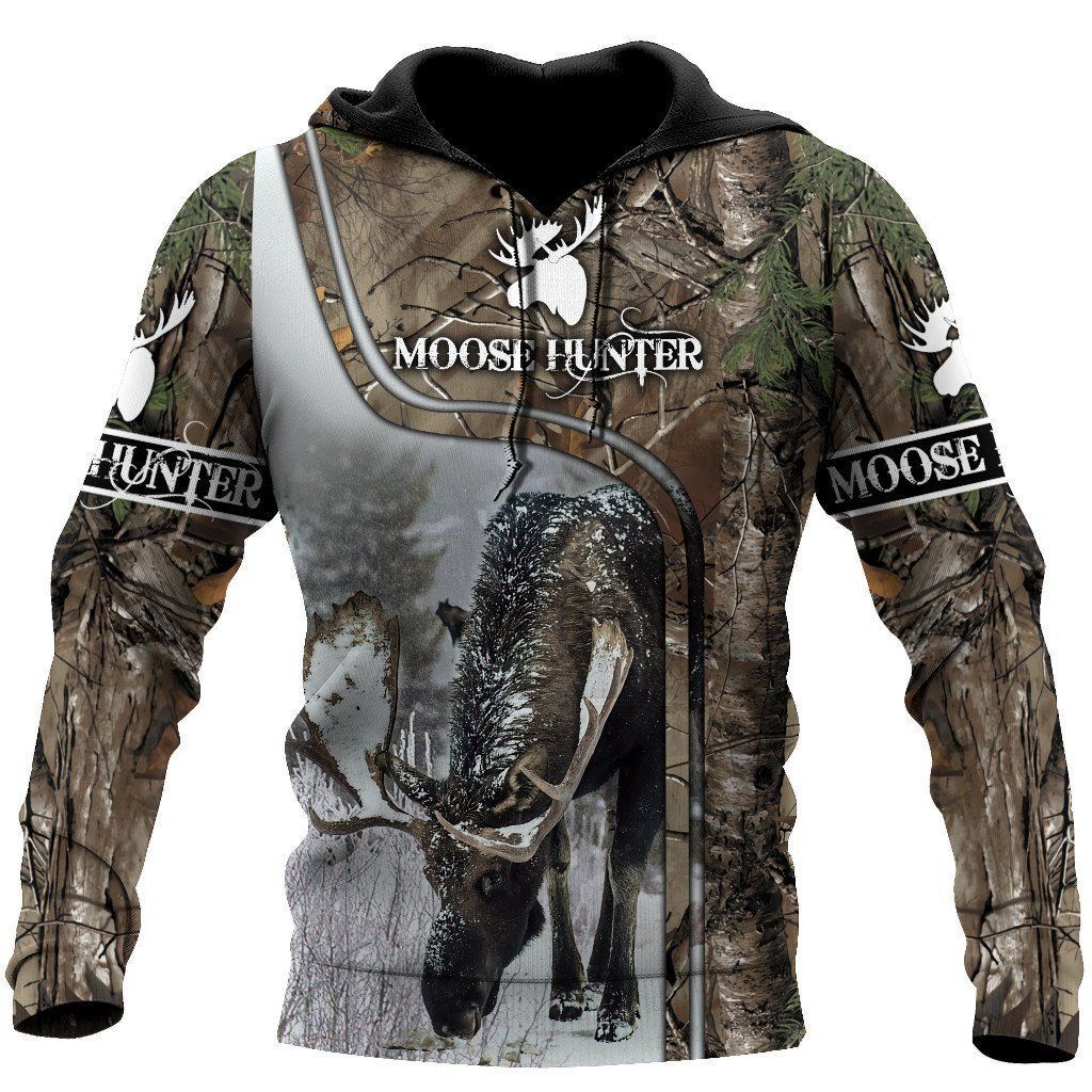 Moose Hunting Camouflage Amazing 3D Printed Sublimation Hoodie Hooded Sweatshirt Comfy Soft And Warm For Men Women S to 5XL CTC1301300