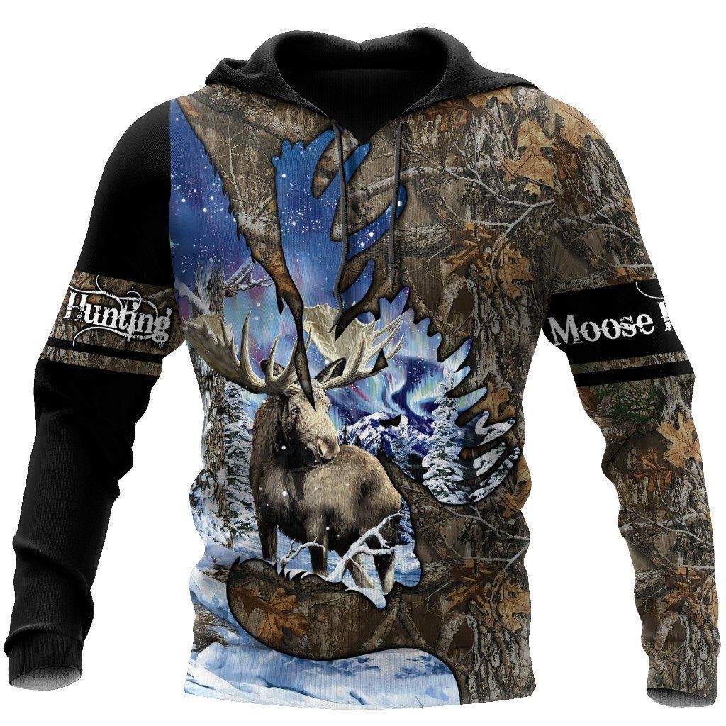 Moose Hunting Camouflage Unique 3D Printed Sublimation Hoodie Hooded Sweatshirt Comfy Soft And Warm For Men Women S to 5XL CTC1501324