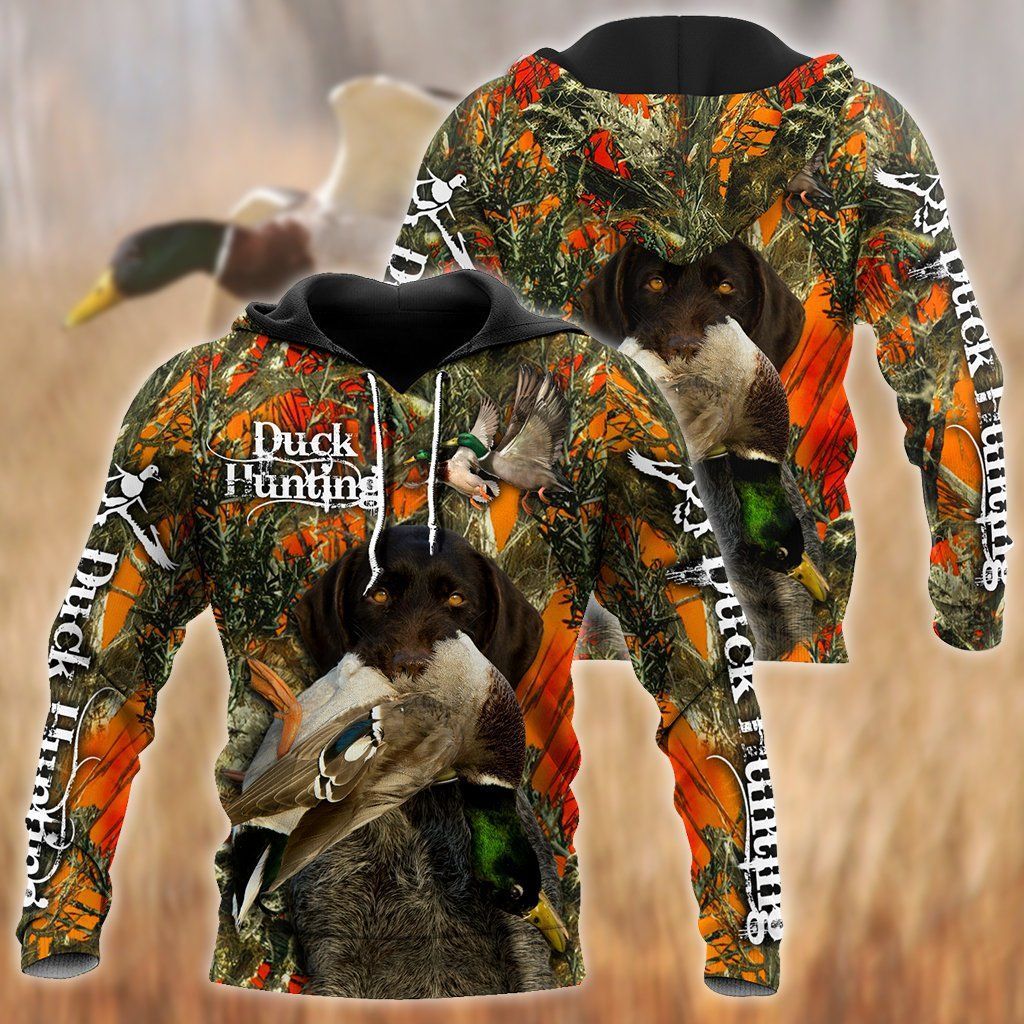 Duck Hunting Labrador Retriever Orange Camo 3D Printed Sublimation Hoodie Hooded Sweatshirt Comfy Soft And Warm For Men Women S to 5XL CTC1501539