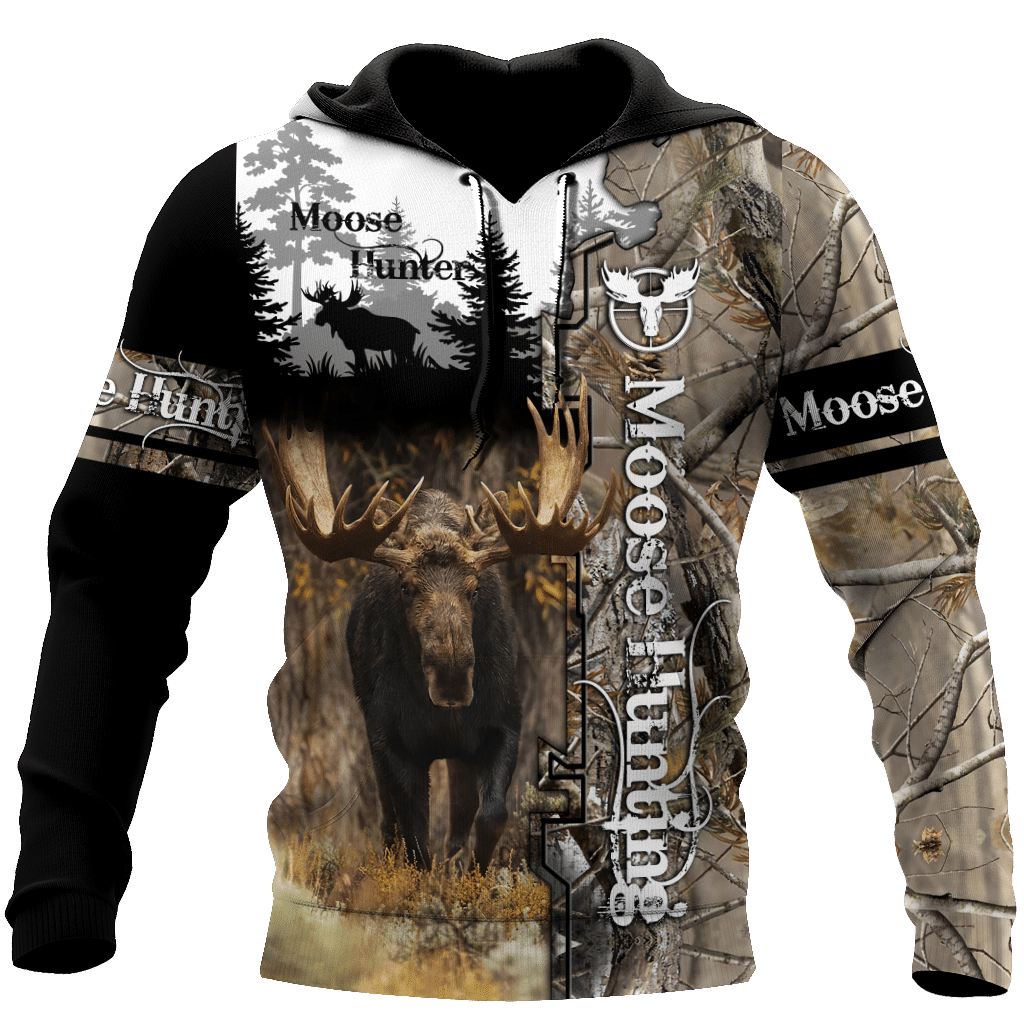 Camouflage Moose Hunting Cool 3D Printed Sublimation Hoodie Hooded Sweatshirt Comfy Soft And Warm For Men Women S to 5XL CTC1301622