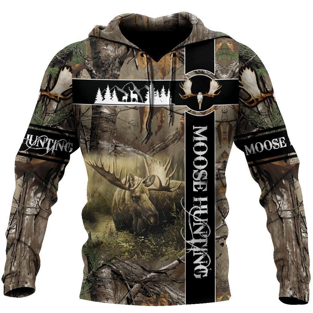 Moose Hunting Camouflage Cool 3D Printed Sublimation Hoodie Hooded Sweatshirt Comfy Soft And Warm For Men Women S to 5XL CTC1501325