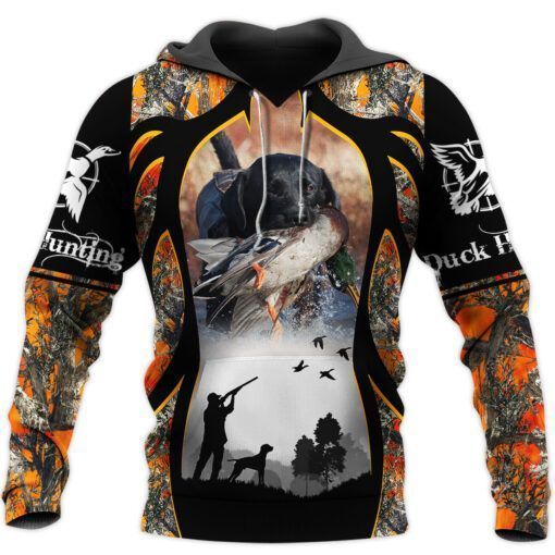 Duck Hunting Orange Camo Best 3D Printed Sublimation Hoodie Hooded Sweatshirt Comfy Soft And Warm For Men Women S to 5XL CTC15011187