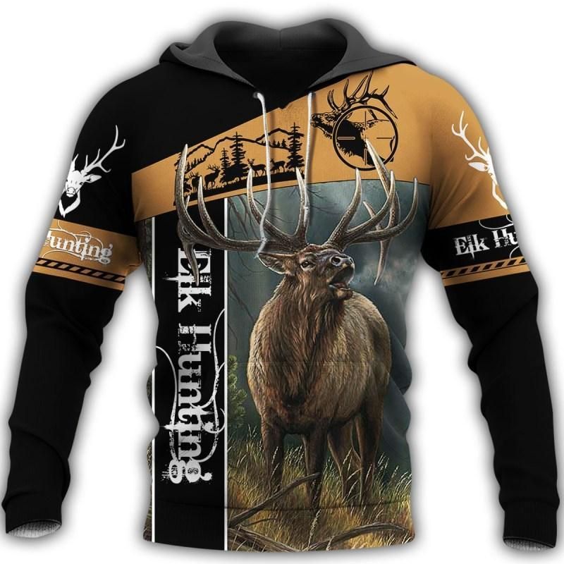 Camo Elk Hunting Cool Design 3D Printed Sublimation Hoodie Hooded Sweatshirt Comfy Soft And Warm For Men Women S to 5XL CTC1501635