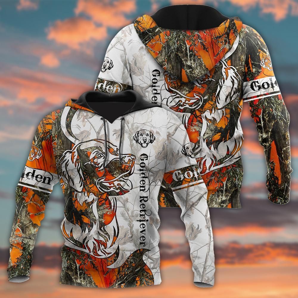 Deer Hunting Golden Retriever Camouflage 3D Printed Sublimation Hoodie Hooded Sweatshirt Comfy Soft And Warm For Men Women S to 5XL CTC1501572