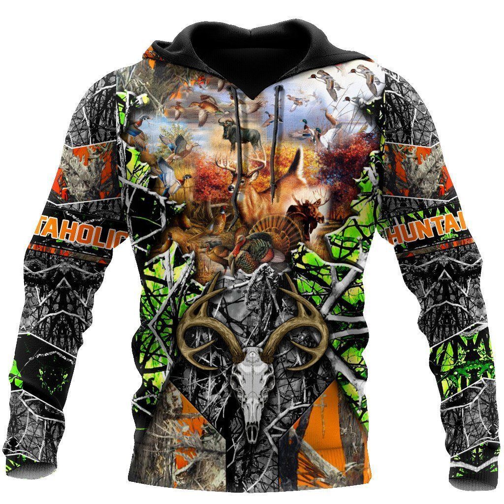 Hunting Huntaholic Camouflage 3D Printed Sublimation Hoodie Hooded Sweatshirt Comfy Soft And Warm For Men Women S to 5XL CTC1301420