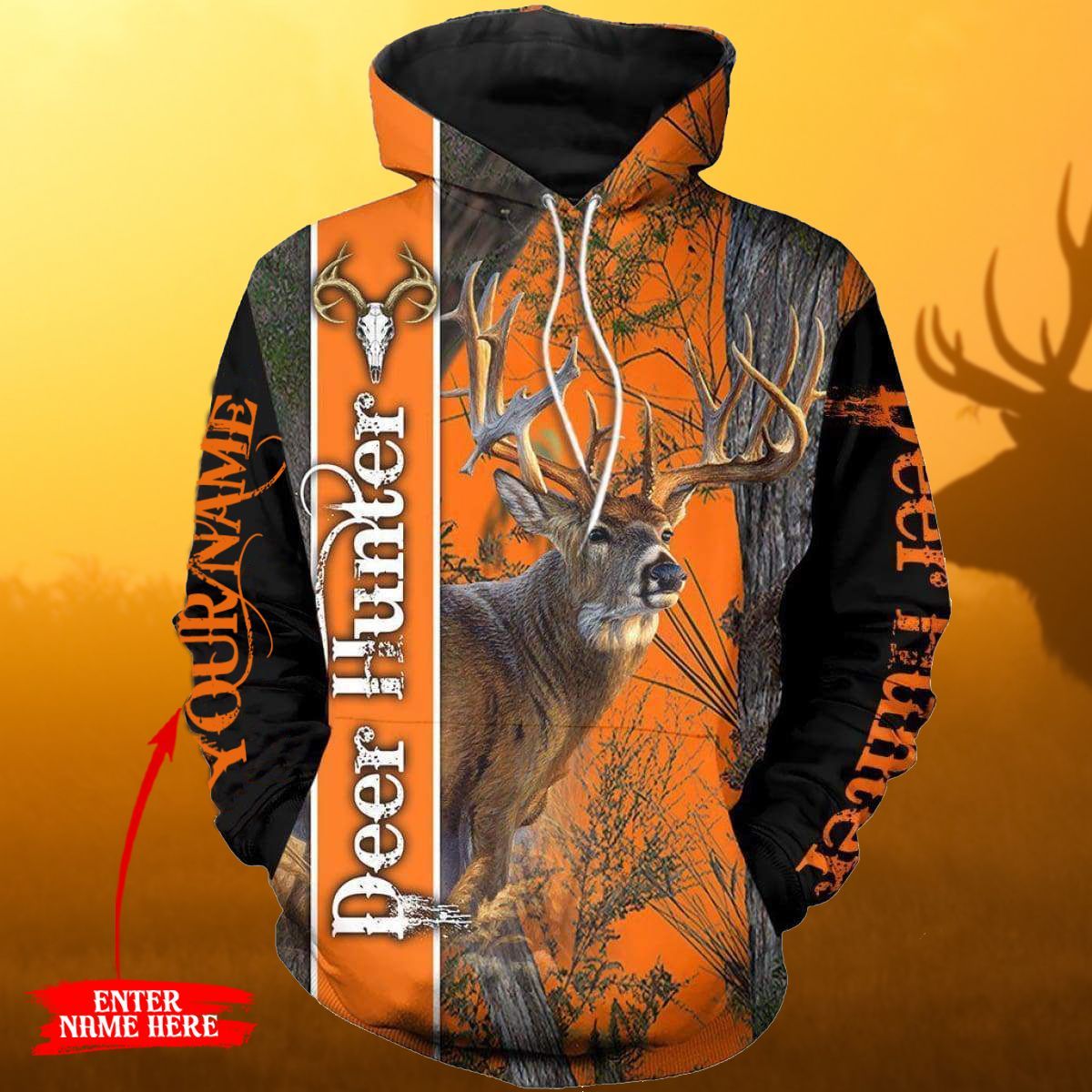 Cool Deer Hunting Personalized 3D Printed Sublimation Hoodie Hooded Sweatshirt Comfy Soft And Warm For Men Women S to 5XL DPC130195