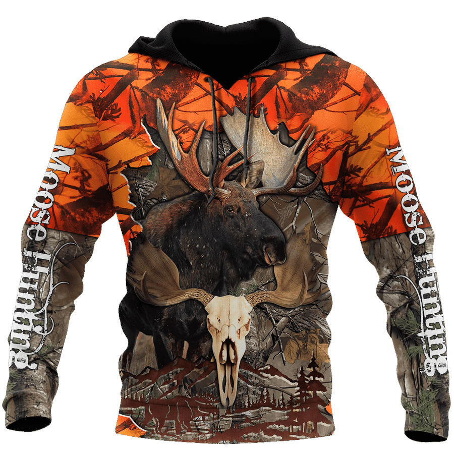 Moose Hunting Orange Camo Cool 3D Printed Sublimation Hoodie Hooded Sweatshirt Comfy Soft And Warm For Men Women S to 5XL CTC15011088