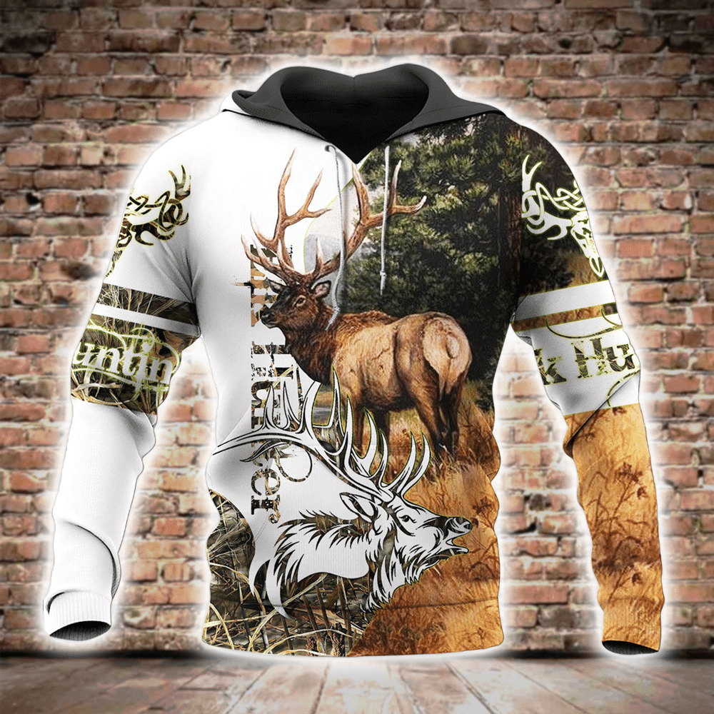 Elk Hunting White Camo Amazing 3D Printed Sublimation Hoodie Hooded Sweatshirt Comfy Soft And Warm For Men Women S to 5XL CTC15011178