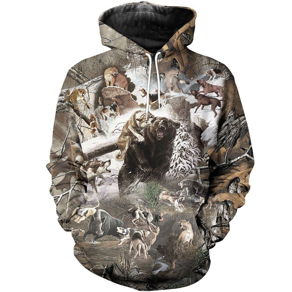 Hunting Dog Camouflage Cool 3D Printed Sublimation Hoodie Hooded Sweatshirt Comfy Soft And Warm For Men Women S to 5XL CTC1601353