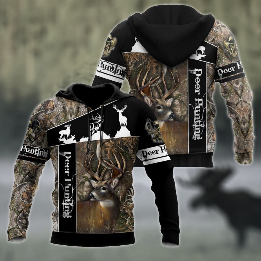 Huntaholic Deer Hunting Black Camo Cool 3D Printed Sublimation Hoodie Hooded Sweatshirt Comfy Soft And Warm For Men Women S to 5XL CTC15011139