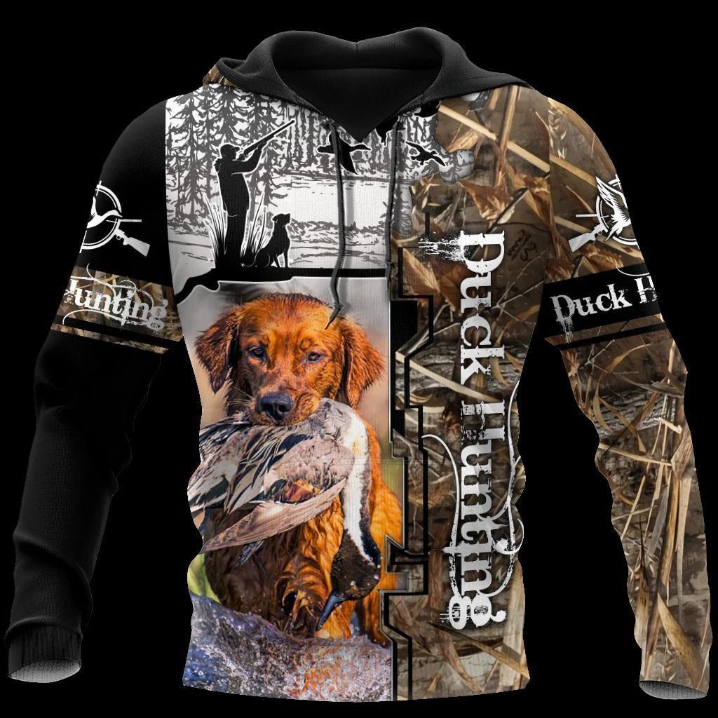 Golden Retriever Duck Hunting Awesome 3D Printed Sublimation Hoodie Hooded Sweatshirt Comfy Soft And Warm For Men Women S to 5XL CTC15011158