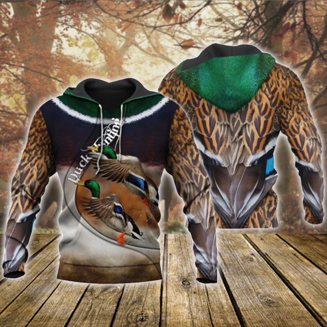 Duck Hunting Brown Unique Design 3D Printed Sublimation Hoodie Hooded Sweatshirt Comfy Soft And Warm For Men Women S to 5XL CTC15011198