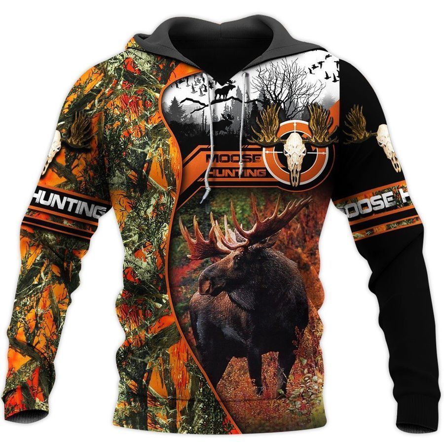 Moose Hunting Orange Cool Design 3D Printed Sublimation Hoodie Hooded Sweatshirt Comfy Soft And Warm For Men Women S to 5XL CTC15011087