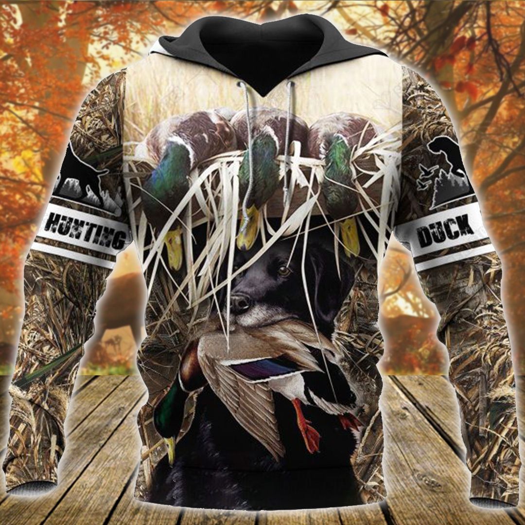 Duck Hunting Labrador Black Camo Cool 3D Printed Sublimation Hoodie Hooded Sweatshirt Comfy Soft And Warm For Men Women S to 5XL CTC15011194