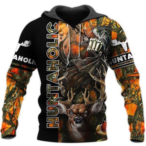 Love Hunting Orange Camo Cool 3D Printed Sublimation Hoodie Hooded Sweatshirt Comfy Soft And Warm For Men Women S to 5XL CTC15011105